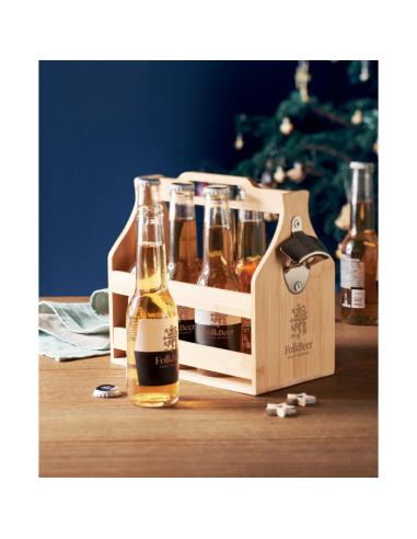 Caja de bambú Wroclaw para 6 botellas de cerveza PERSONALIZABLE