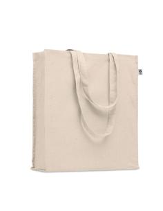 Bolsa de tela Oviedo algodón orgánico 220g/m2 natur asas largas y fuelle PERSONALIZABLE