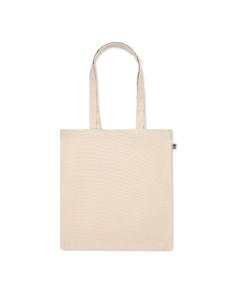 Bolsa de tela Oviedo algodón orgánico 220g/m2 natur asas largas y fuelle PERSONALIZABLE 2