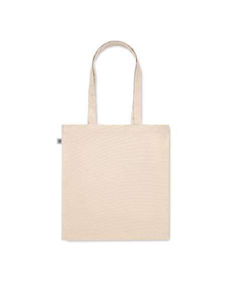 Bolsa de tela Oviedo algodón orgánico 220g/m2 natur asas largas y fuelle PERSONALIZABLE