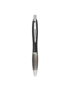 Bolígrafo Hvar reutilizable automático de ABS empuñadura suave con pulsador y clip metálicos PERSONALIZABLE