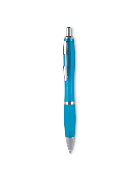 Bolígrafo Hvar reutilizable automático de ABS empuñadura suave con pulsador y clip metálicos PERSONALIZABLE