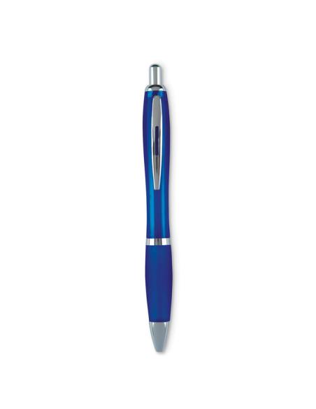 Bolígrafo Hvar reutilizable automático de ABS empuñadura suave con pulsador y clip metálicos PERSONALIZABLE