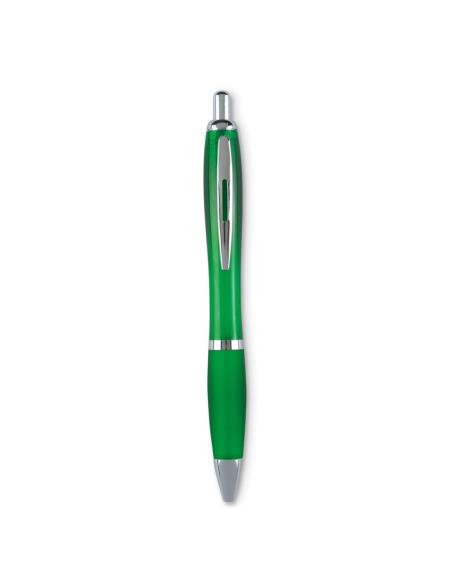 Bolígrafo Hvar reutilizable automático de ABS empuñadura suave con pulsador y clip metálicos PERSONALIZABLE