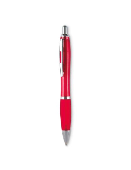 Bolígrafo Hvar reutilizable automático de ABS empuñadura suave con pulsador y clip metálicos PERSONALIZABLE