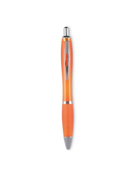 Bolígrafo Hvar reutilizable automático de ABS empuñadura suave con pulsador y clip metálicos PERSONALIZABLE