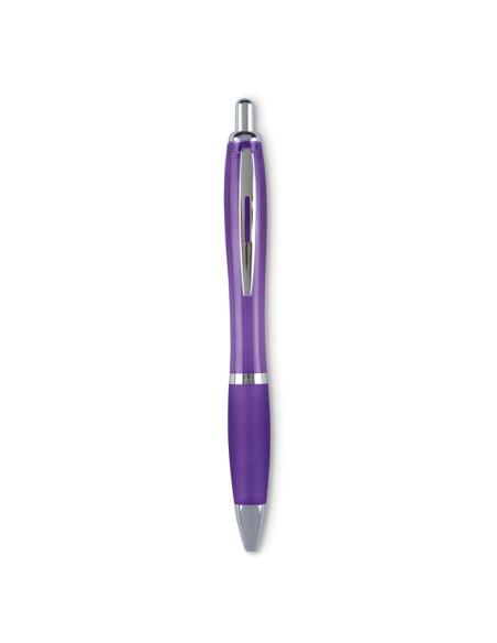 Bolígrafo Hvar reutilizable automático de ABS empuñadura suave con pulsador y clip metálicos PERSONALIZABLE
