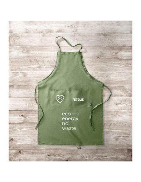 Delantal ajustable de cáñamo Banjul 200g/m2 con bolsillos PERSONALIZABLE