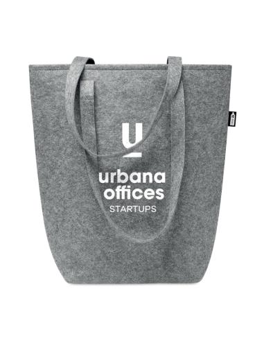 Bolsa de fieltro obtenido de botellas recicladas Nice con asas largas y fuelle PERSONALIZABLE