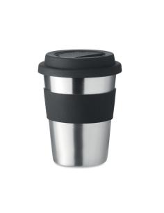 Vaso de acero inoxidable Lisbon con tapa y banda de silicona sin BPA 350ml PERSONALIZABLE