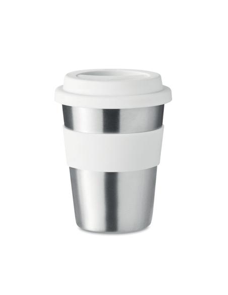 Vaso de acero inoxidable Lisbon con tapa y banda de silicona sin BPA 350ml PERSONALIZABLE