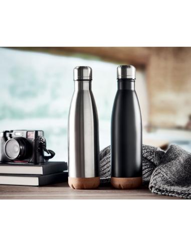 Botella agua de acero inoxidable Geelong doble capa con base de corcho sin BPA 600ml PERSONALIZABLE