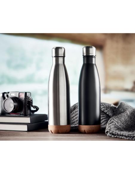 Botella agua de acero inoxidable Geelong doble capa con base de corcho sin BPA 600ml PERSONALIZABLE