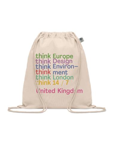 Bolsa de tela Katowice algodón orgánico con cuerdas 140g/m2 natur PERSONALIZABLE