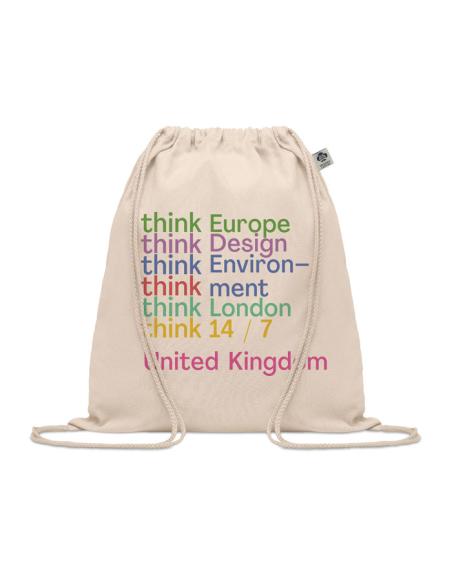 Bolsa de tela Katowice algodón orgánico con cuerdas 140g/m2 natur PERSONALIZABLE