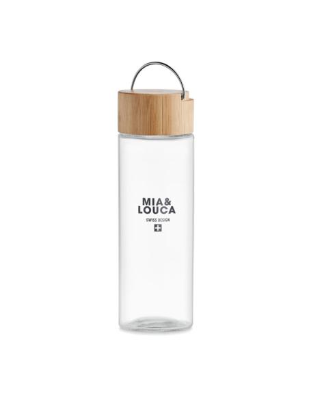 Botella de cristal Luxor con tapa de bambú sin BPA 500ml PERSONALIZABLE