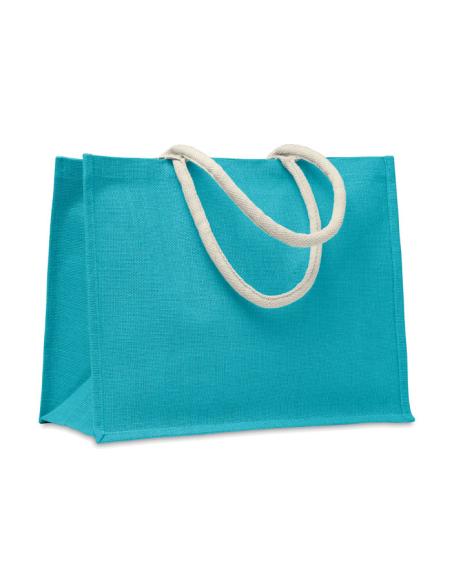 Bolsa de yute laminado Koblenz con fuelle y asas de algodón colores PERSONALIZABLE