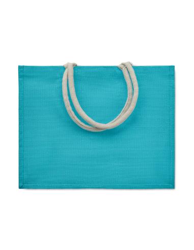 Bolsa de yute laminado Koblenz con fuelle y asas de algodón colores PERSONALIZABLE