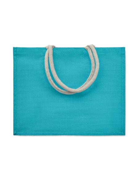Bolsa de yute laminado Koblenz con fuelle y asas de algodón colores PERSONALIZABLE