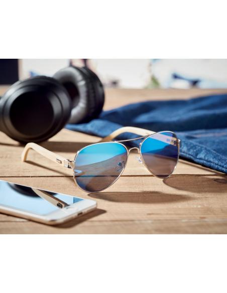 Gafas de sol Jartum con patillas de bambú y lentes espejo con marco metálico PERSONALIZABLE
