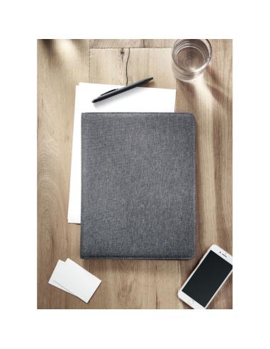 Carpeta porta documentos A4 jaspeado de RPET Utrecht con bloc de notas y bolsillos PERSONALIZABLE
