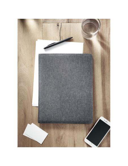 Carpeta porta documentos A4 jaspeado de RPET Utrecht con bloc de notas y bolsillos PERSONALIZABLE