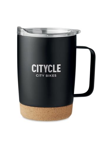 Taza de acero inoxidable Hobart con base de corcho 300ml PERSONALIZABLE