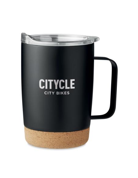 Taza de acero inoxidable Hobart con base de corcho 300ml PERSONALIZABLE