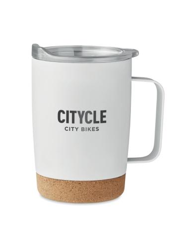 Taza de acero inoxidable Hobart con base de corcho 300ml PERSONALIZABLE