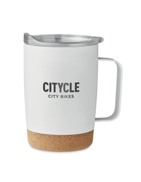 Taza de acero inoxidable Hobart con base de corcho 300ml PERSONALIZABLE
