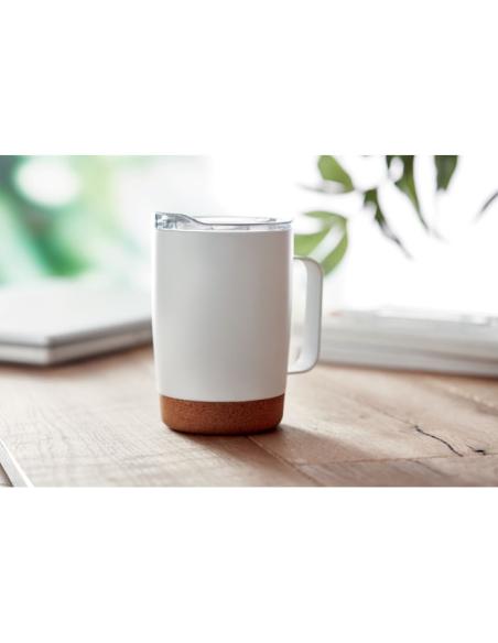 Taza de acero inoxidable Hobart con base de corcho 300ml PERSONALIZABLE