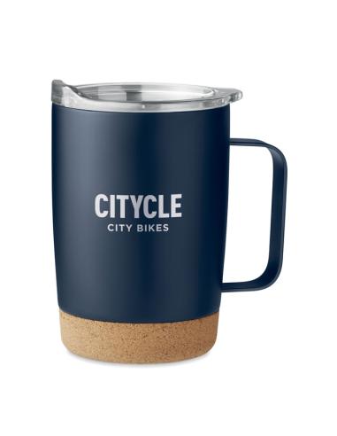 Taza de acero inoxidable Hobart con base de corcho 300ml PERSONALIZABLE