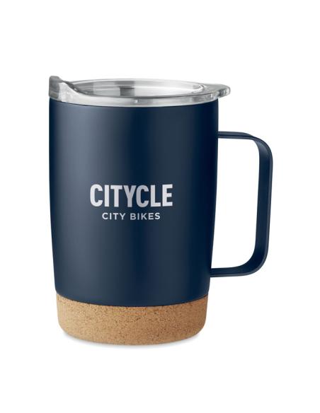 Taza de acero inoxidable Hobart con base de corcho 300ml PERSONALIZABLE