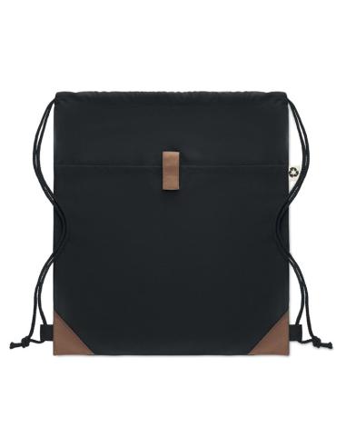 Bolsa de tela algodón reciclado Davao con cuerdas y bolsillo 220g/m2  PERSONALIZABLE