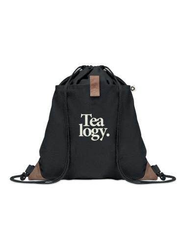 Bolsa de tela algodón reciclado Davao con cuerdas y bolsillo 220g/m2  PERSONALIZABLE