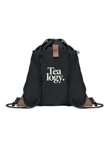 Bolsa de tela algodón reciclado Davao con cuerdas y bolsillo 220g/m2  PERSONALIZABLE
