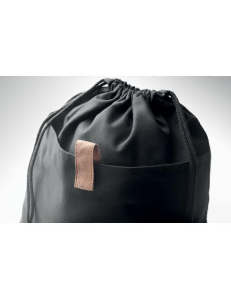 Bolsa de tela algodón reciclado Davao con cuerdas y bolsillo 220g/m2  PERSONALIZABLE
