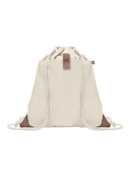 Bolsa de tela algodón reciclado Davao con cuerdas y bolsillo 220g/m2  PERSONALIZABLE