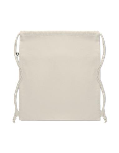 Bolsa de tela algodón reciclado Davao con cuerdas y bolsillo 220g/m2  PERSONALIZABLE