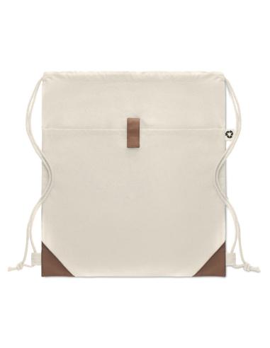 Bolsa de tela algodón reciclado Davao con cuerdas y bolsillo 220g/m2  PERSONALIZABLE