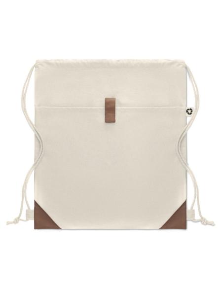 Bolsa de tela algodón reciclado Davao con cuerdas y bolsillo 220g/m2  PERSONALIZABLE