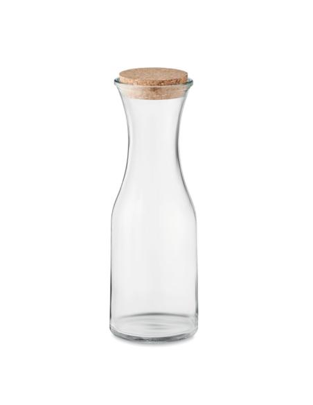 Jarra de cristal reciclado Marseille con tapa de corcho 1 litro PERSONALIZABLE