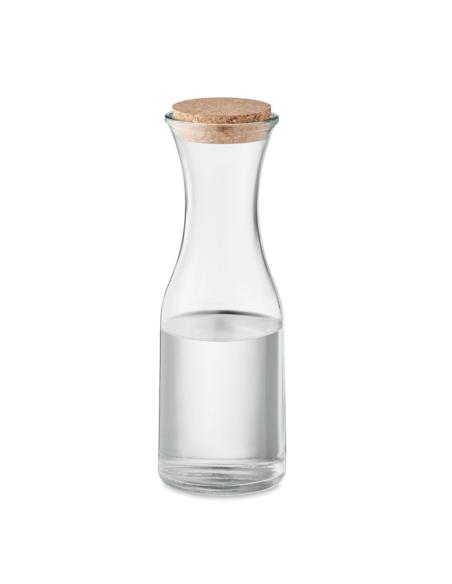 Jarra de cristal reciclado Marseille con tapa de corcho 1 litro PERSONALIZABLE
