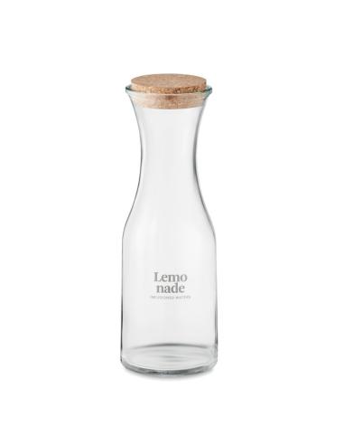 Jarra de cristal reciclado Marseille con tapa de corcho 1 litro PERSONALIZABLE