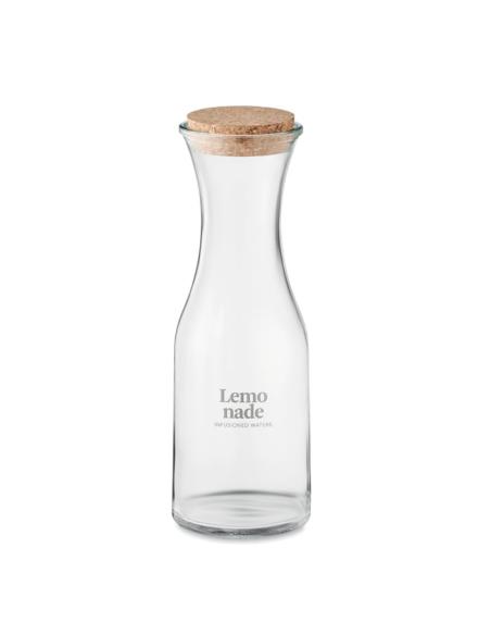 Jarra de cristal reciclado Marseille con tapa de corcho 1 litro PERSONALIZABLE