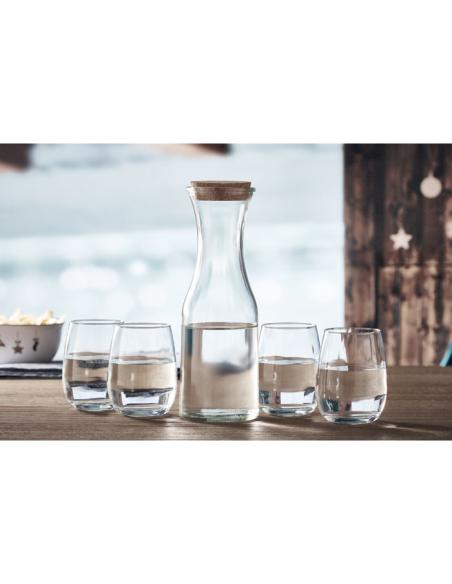 Jarra de cristal reciclado Marseille con tapa de corcho 1 litro PERSONALIZABLE