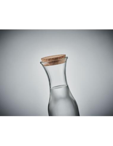 Jarra de cristal reciclado Marseille con tapa de corcho 1 litro PERSONALIZABLE