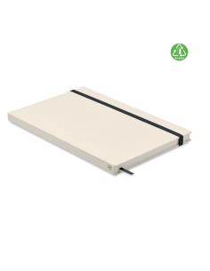 Libreta A5 Bekasi con tapa de tetrabricks reciclados, marca-páginas y banda elástica en colores PERSONALIZABLE