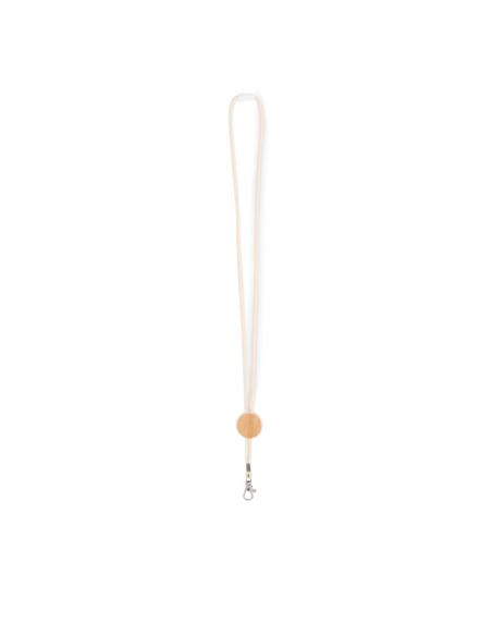 Lanyard de cordón de algodón Vilanova con placa de bambú PERSONALIZABLE