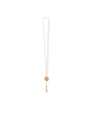 Lanyard de cordón de algodón Vilanova con placa de bambú PERSONALIZABLE